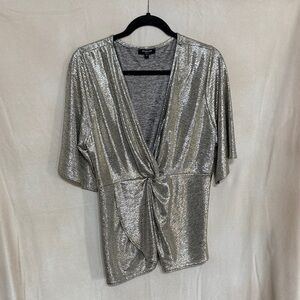 Simply Be Shimmering Gold Faux Wrap Blouse